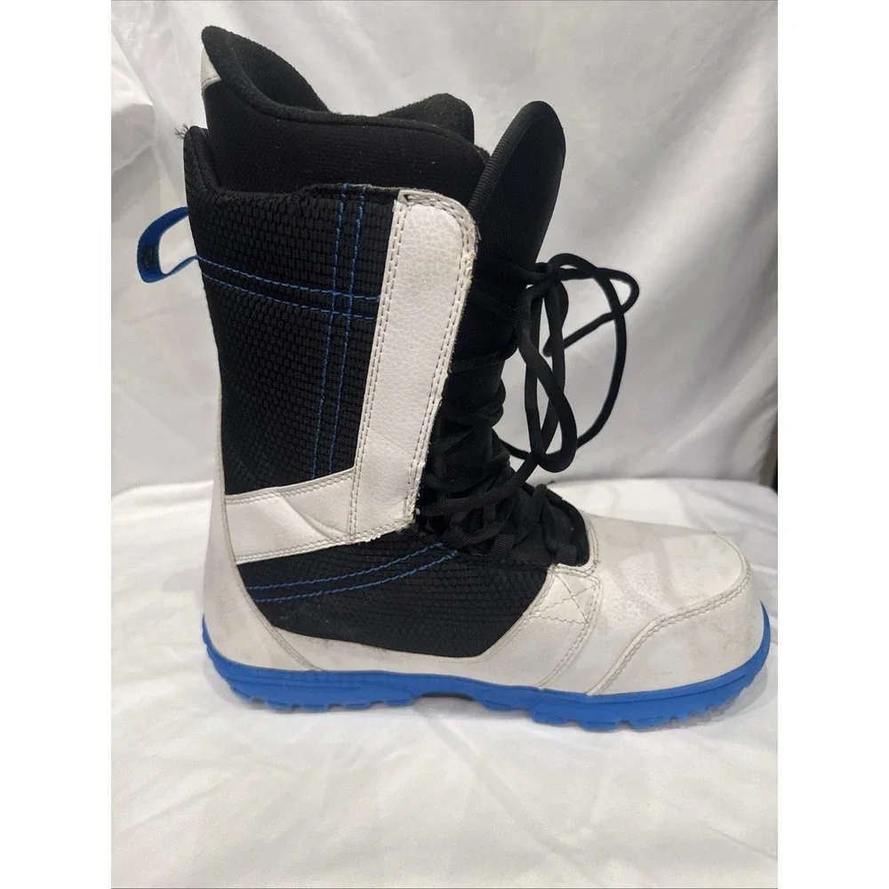 Burton Invader Snowboard Boots Men's Size 12 White Blue Lace Up Soft Flex